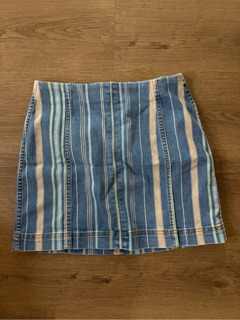 wild fable Striped Denim Pencil Skirt in Blue, Cream, and Light Pink